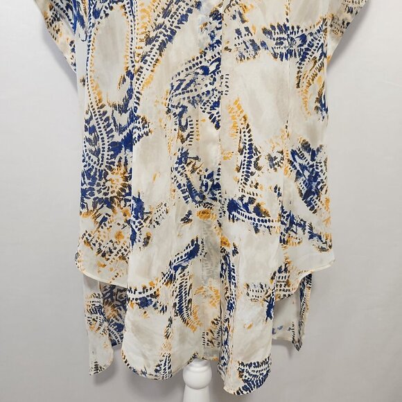 Chico's Size 3/16 Sheer Chiffon Paisley Print Short Sleeve Bat Wing Pullover Top - Picture 3 of 14